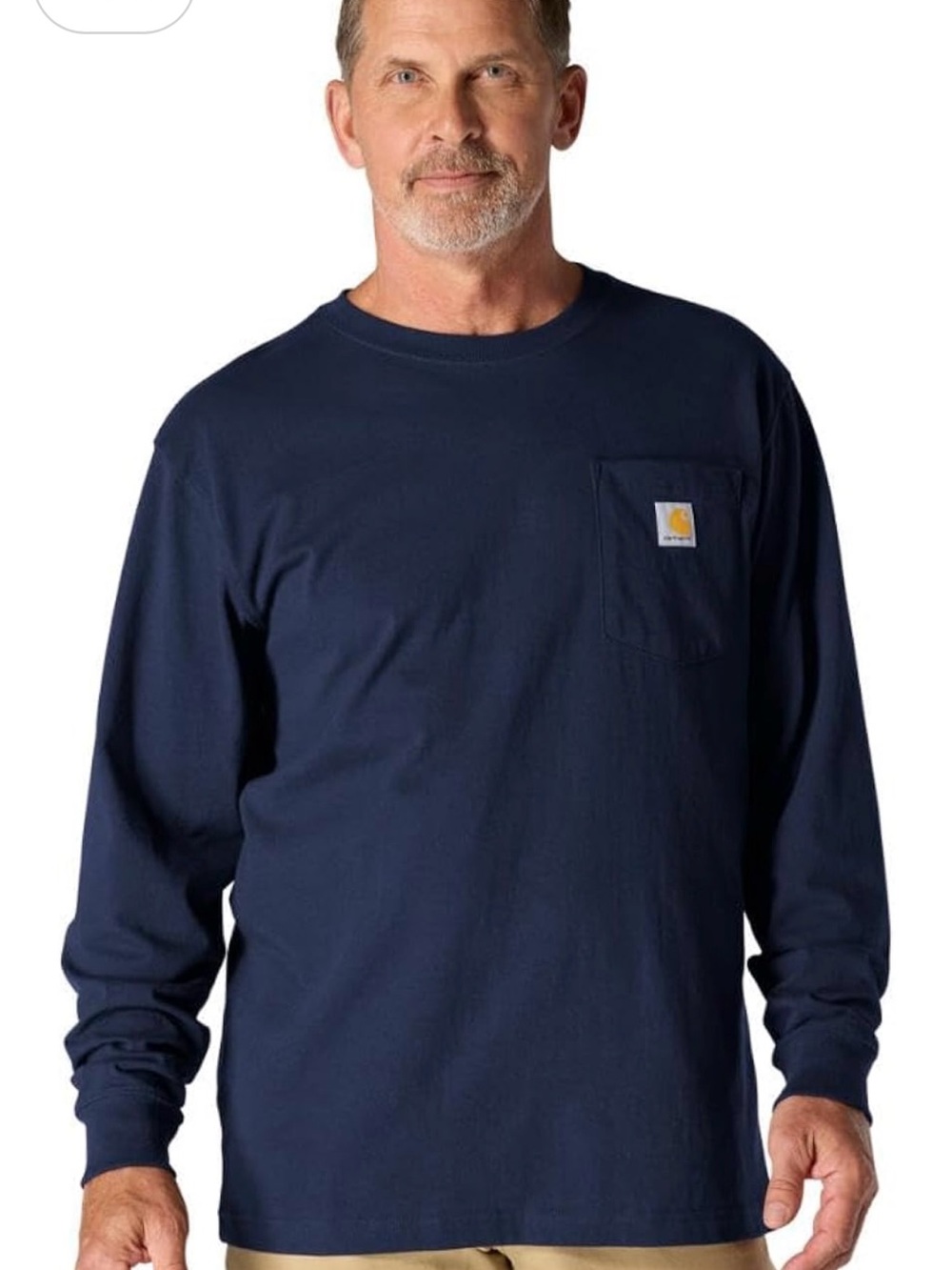 Carhartt Navy Loose Fit Long Sleeve Tee with Logo Print